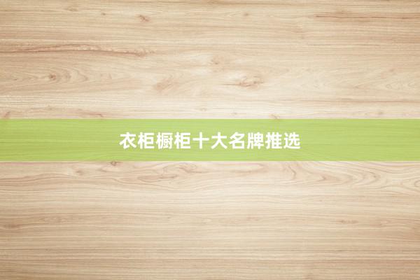 衣柜橱柜十大名牌推选